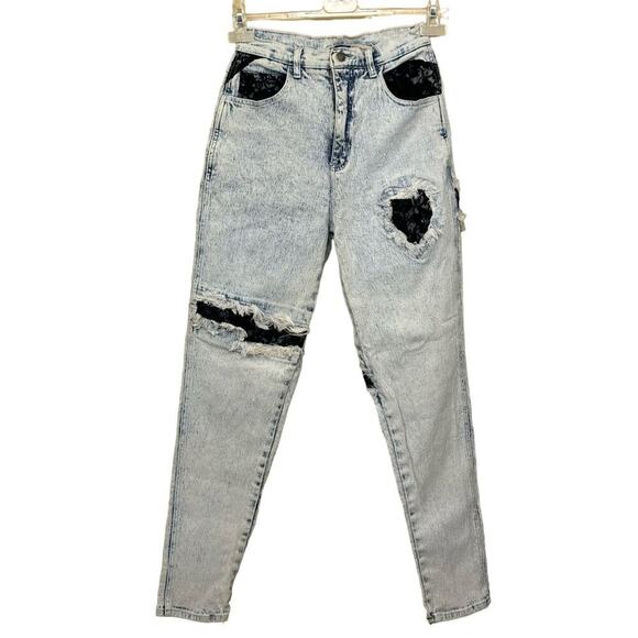 Stefano International vintage acid washed jeans, distressed, 80s, lace, grunge - Picture 1 of 6